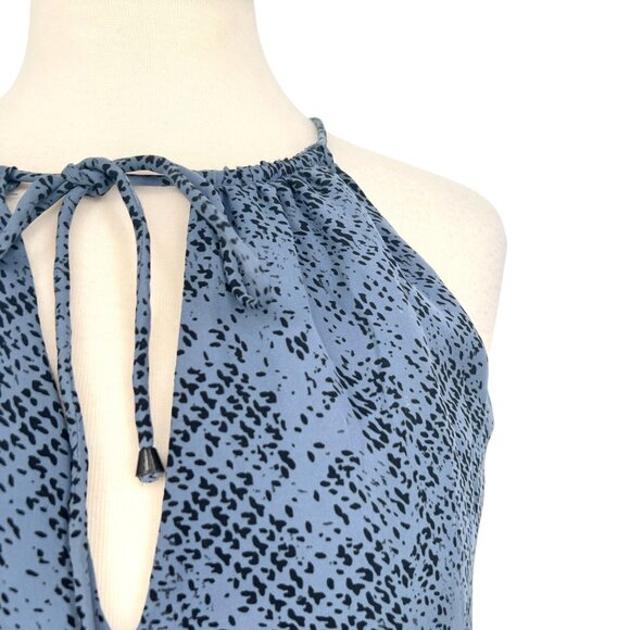 Parker Silk Halter Printed Mini Dress Blue Black Size Small - Picture 6 of 11